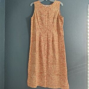 Napa Valley Linen Blend Sleeveless Chic Red and Cream Maxi Dress